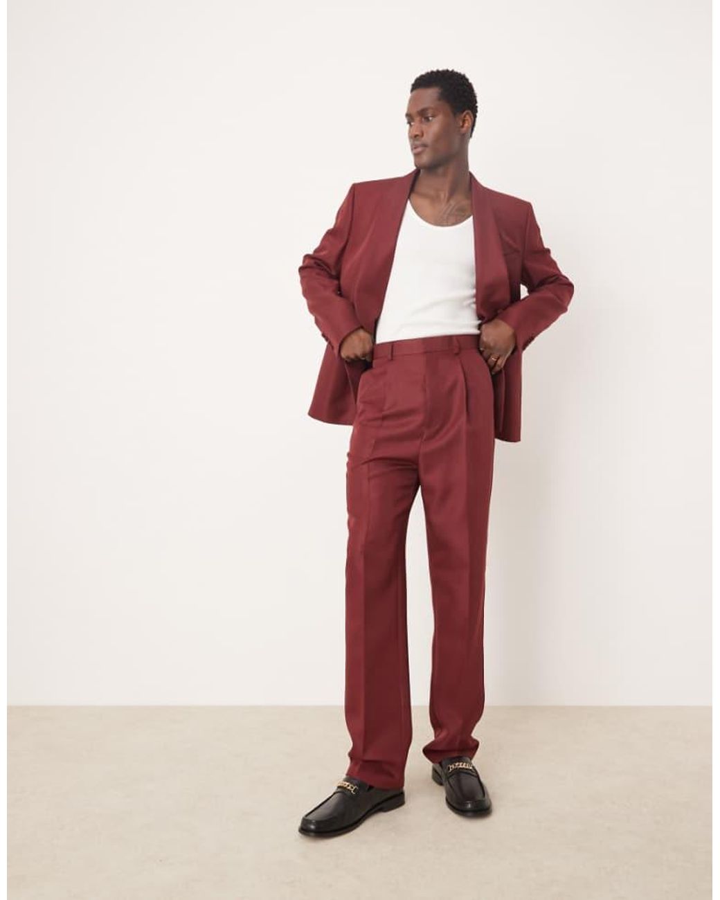 ASOS Red Straight Leg Suit Trouser for men