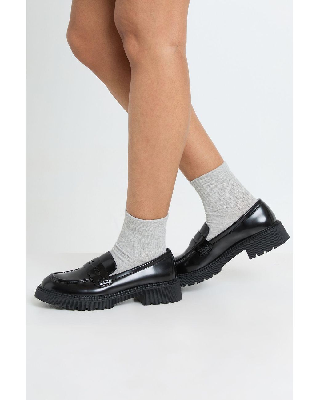 Boohoo White Wide Fit Chunky Sole Loafers
