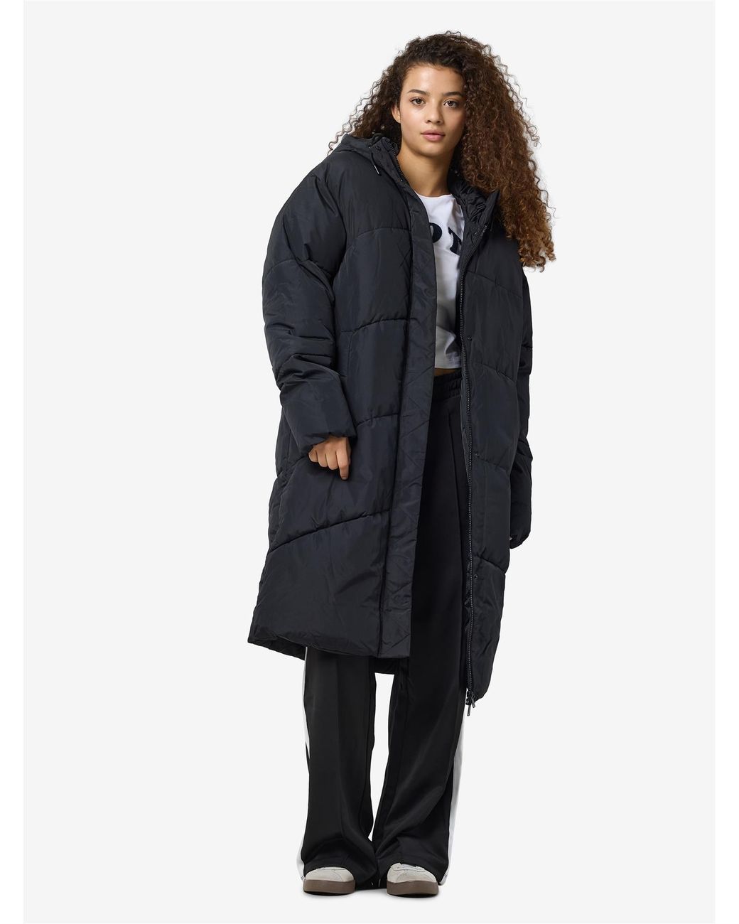 Noisy May Blue Ladies Long Hooded Waterproof Parka Coat Padded