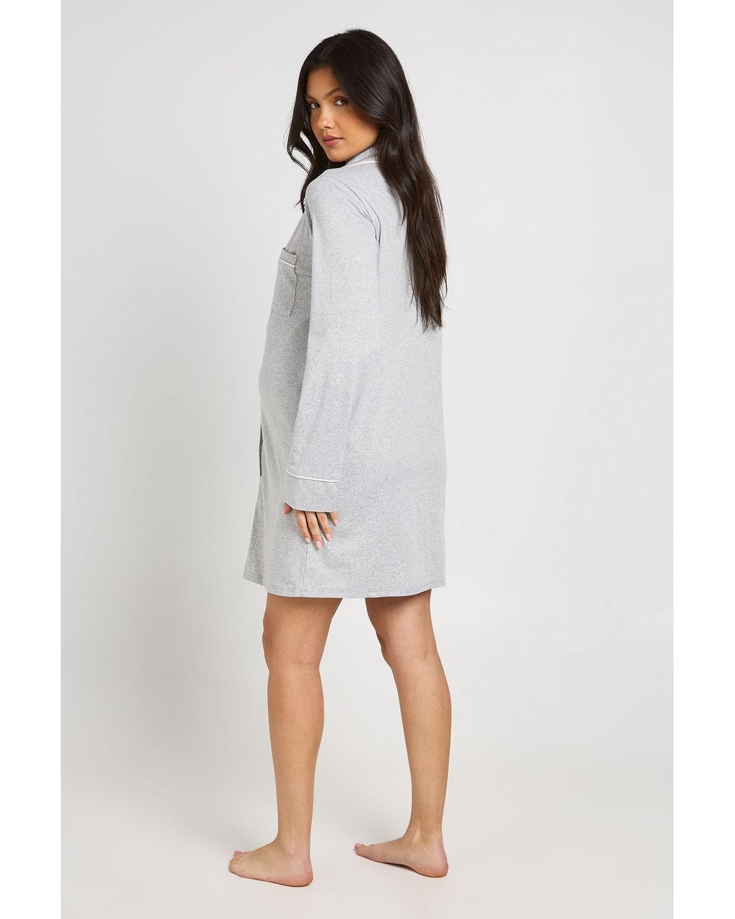 Boohoo White Maternity Piping Detail Nightie