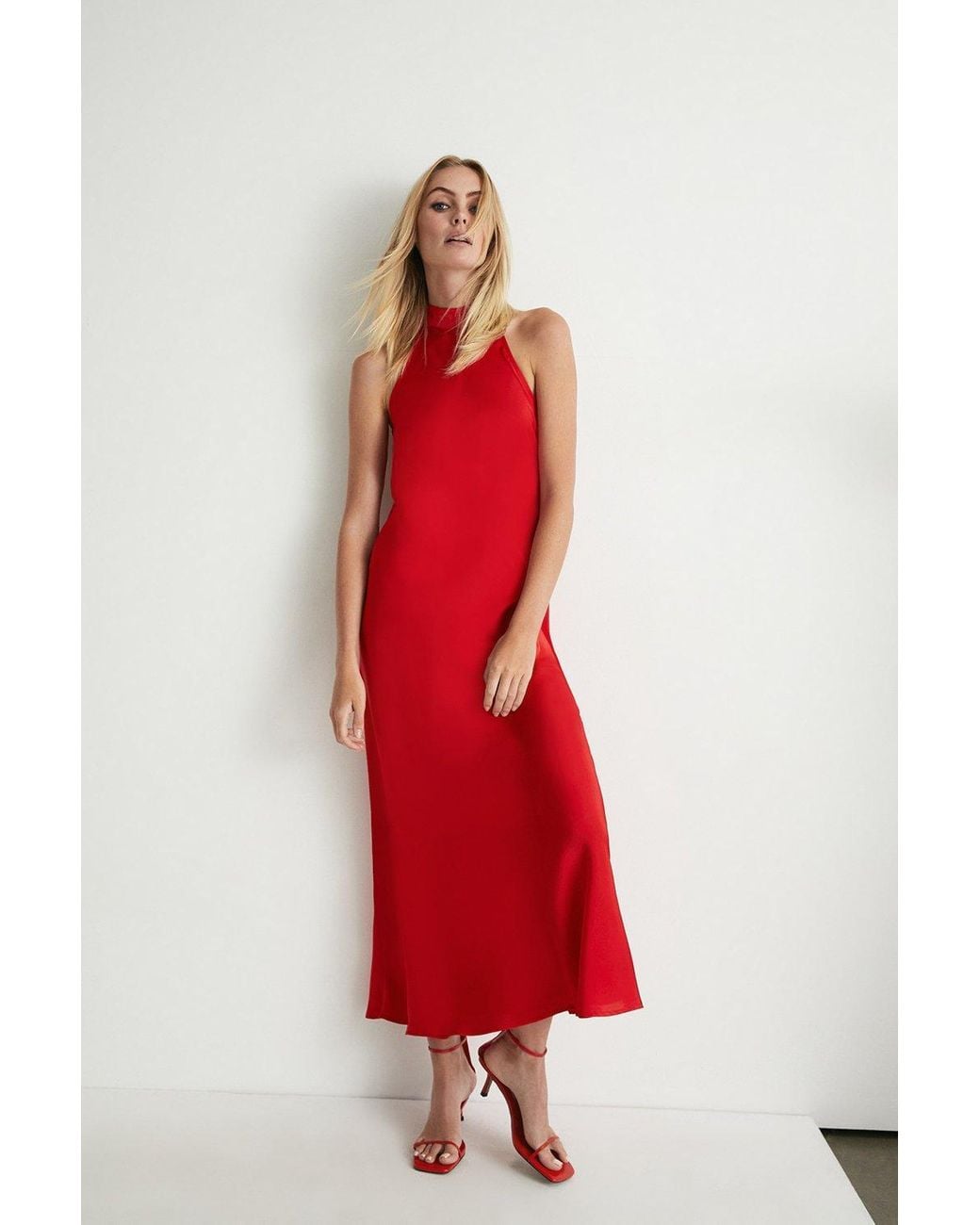 satin halter neck backless slip dress SO 90s LITTLE BLACK DRESS main image 1