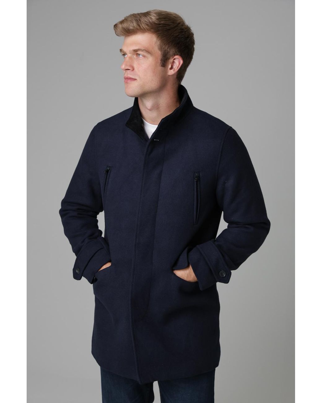 Tokyo Laundry Blue Padded Faux Wool Coat for men