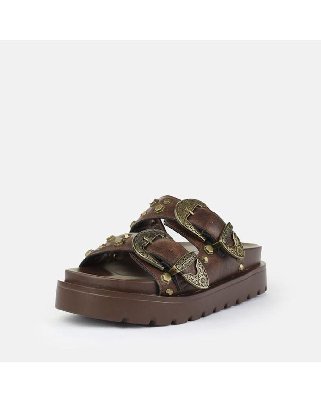 Buffalo Brown Raya Ari West Leather Sandals