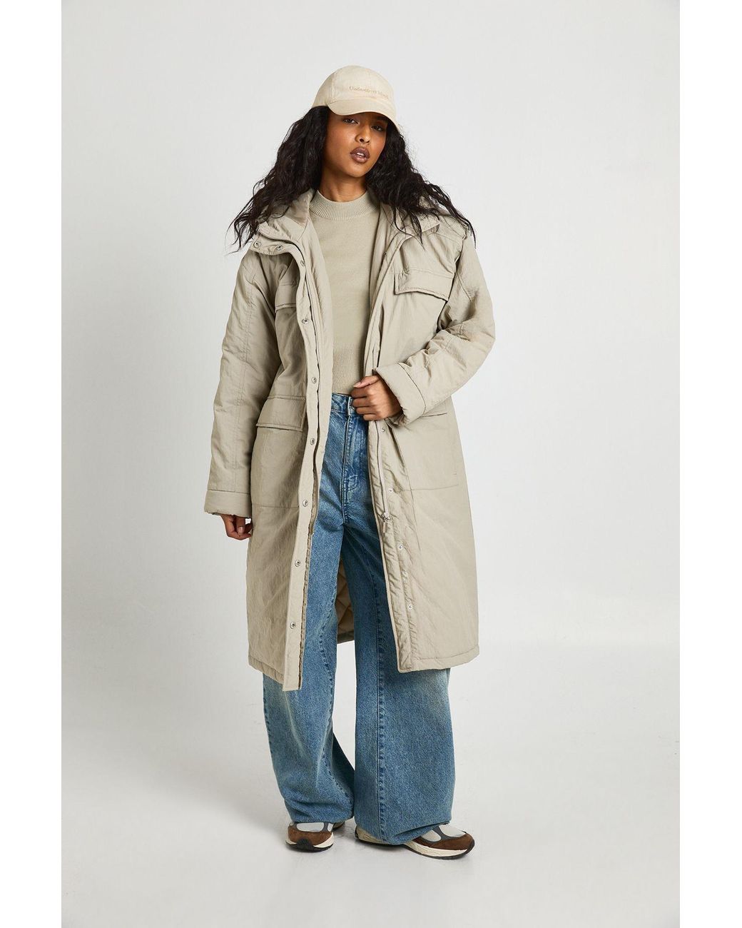 Boohoo Blue Hooded Longline Parka