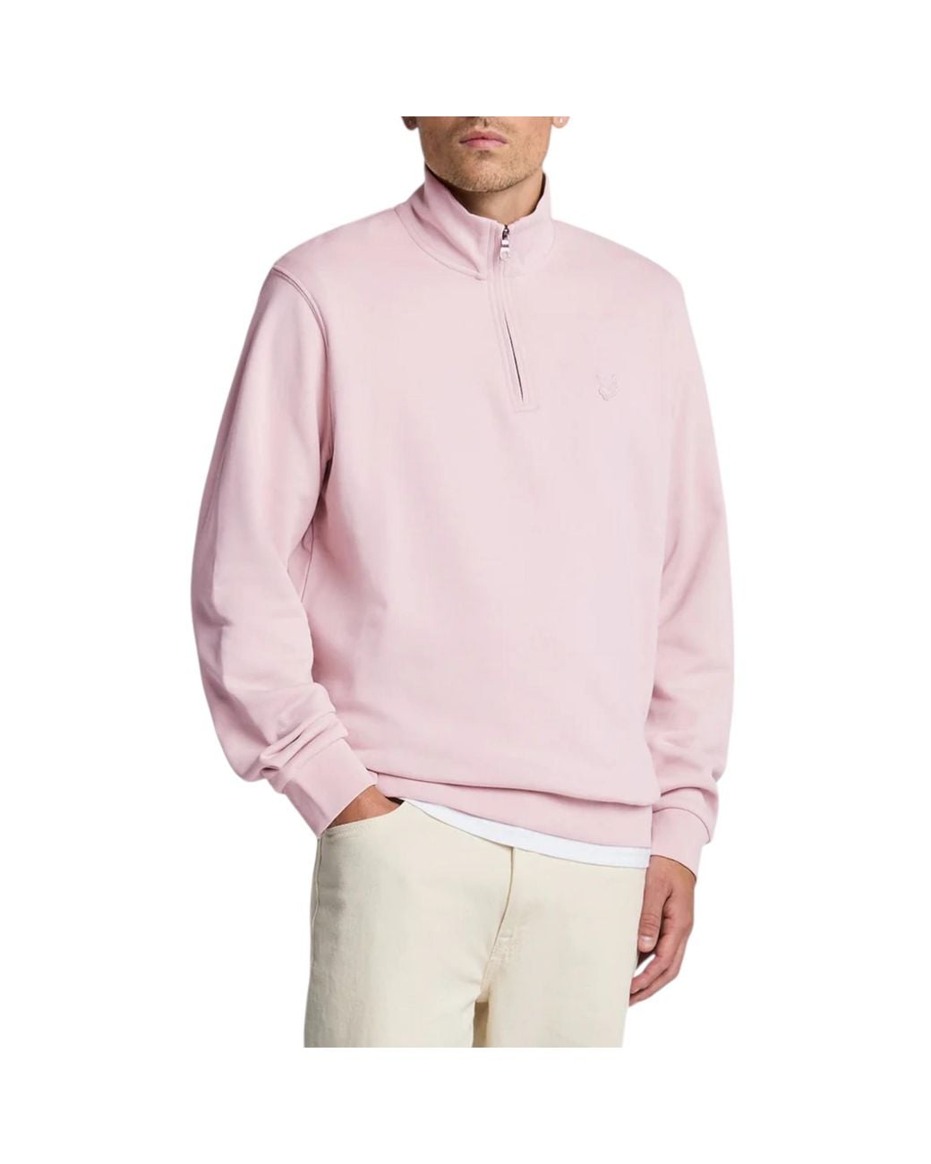 Lyle & Scott Pink Tonal Eagle Half Zip Jumper Sweatshirt for men