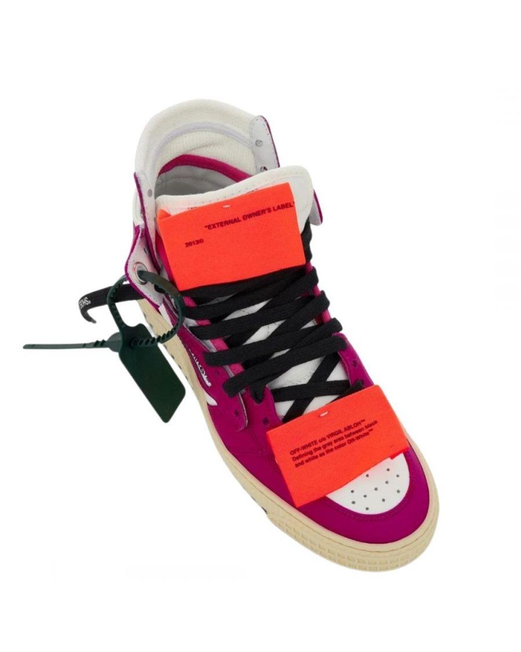 Off-White c/o Virgil Abloh Pink Off Court 3.0 Fuchsia High Top Leather Sneakers