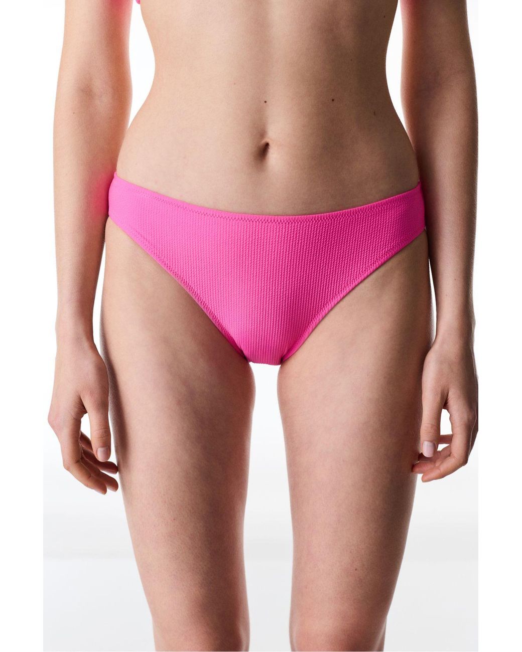 Penti Pink Glossy Nena Textured Mid-Rise Bikini Bottom
