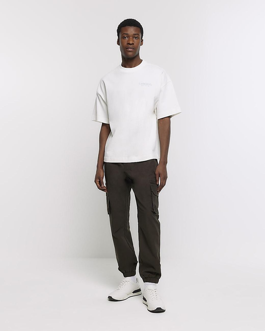 River Island White T-Shirt Regular Fit Graphic Heavyweight Cotton for men