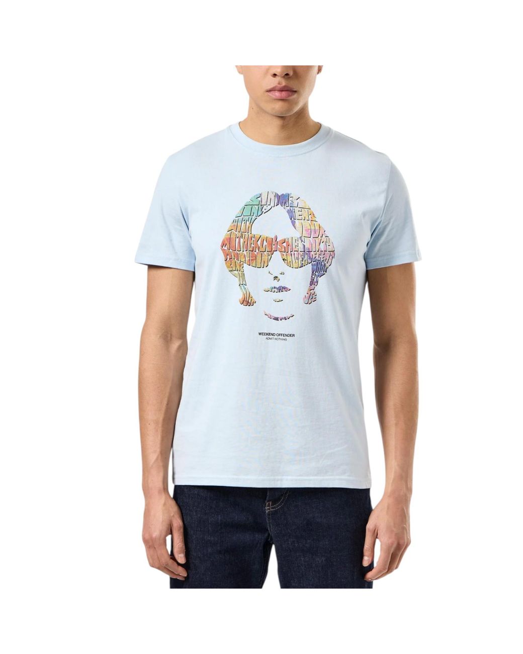 Weekend Offender Blue T Shirts Kinky Afro Graphic Short Sleeve Casual Cotton Tee for men
