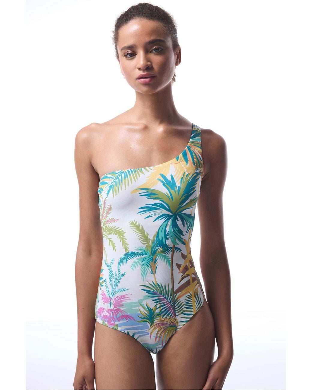 Penti Blue Tropikal Mae Forest One-Shoulder Swimsuit