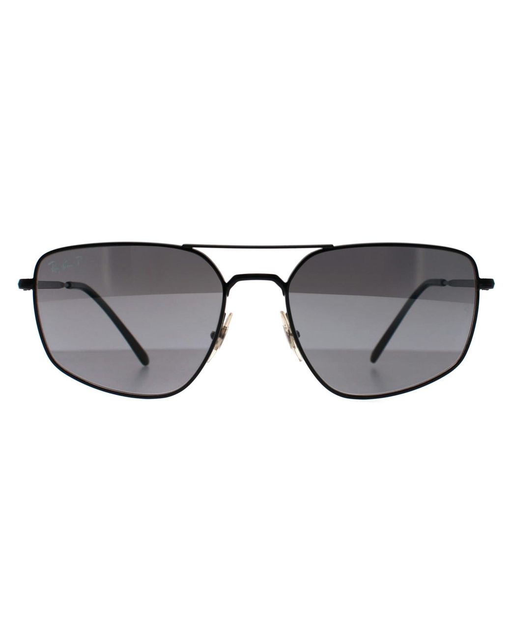 Ray-Ban Black Rectangle Polished Polarized Rb3666 Metal