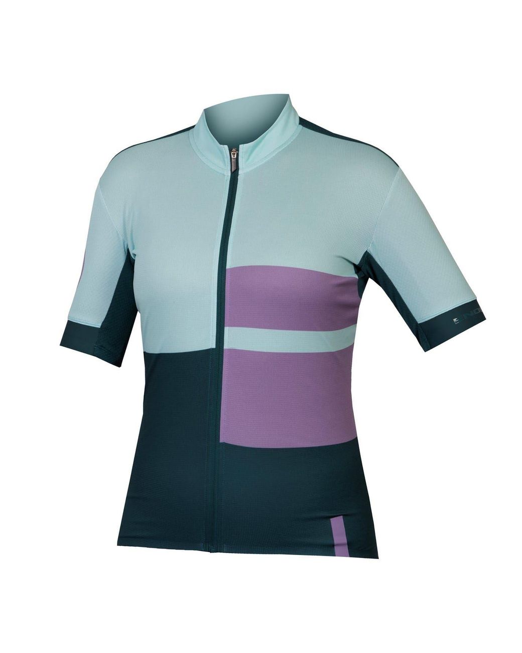 Endura Blue Mock Neck Short Sleeve Slim Fit Athletic Jersey