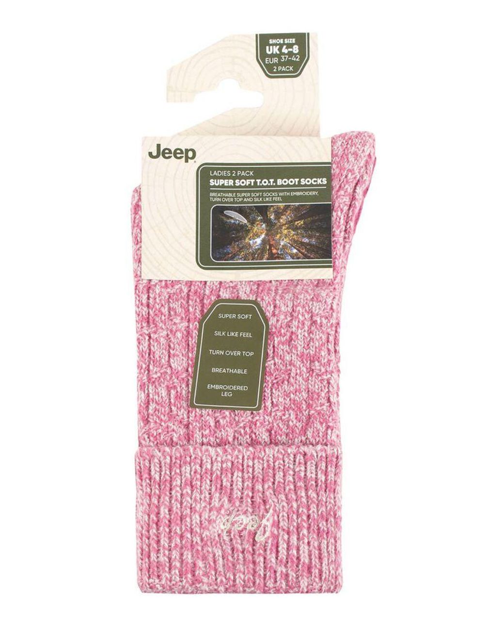 Jeep Pink Ladies Turn Cuff Socks