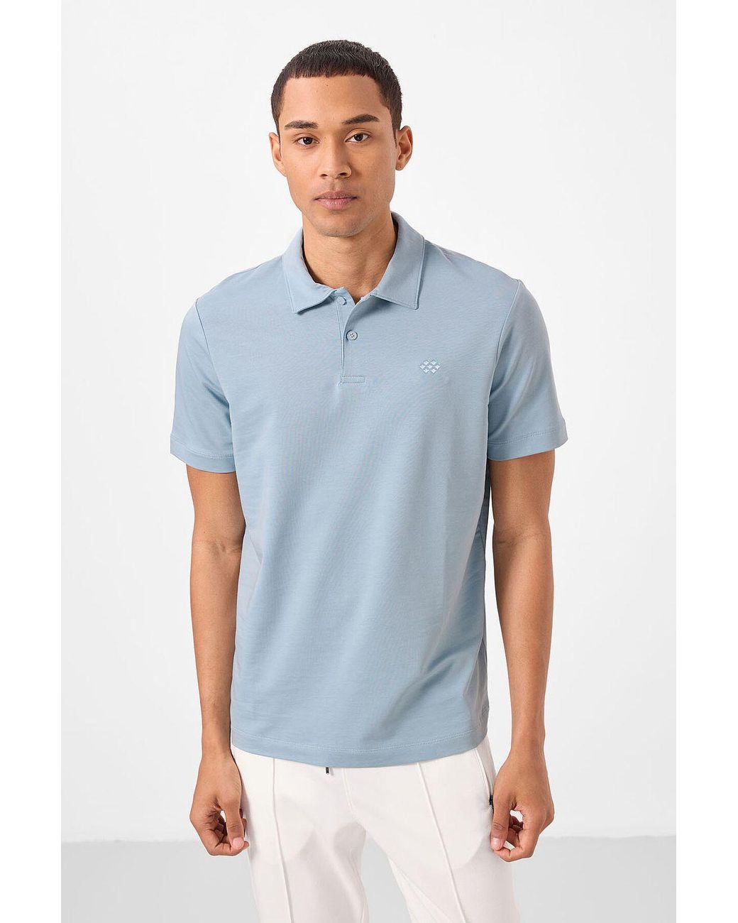 TOMMY LIFE Blue Cotton Elastane Polo T-Shirt for men