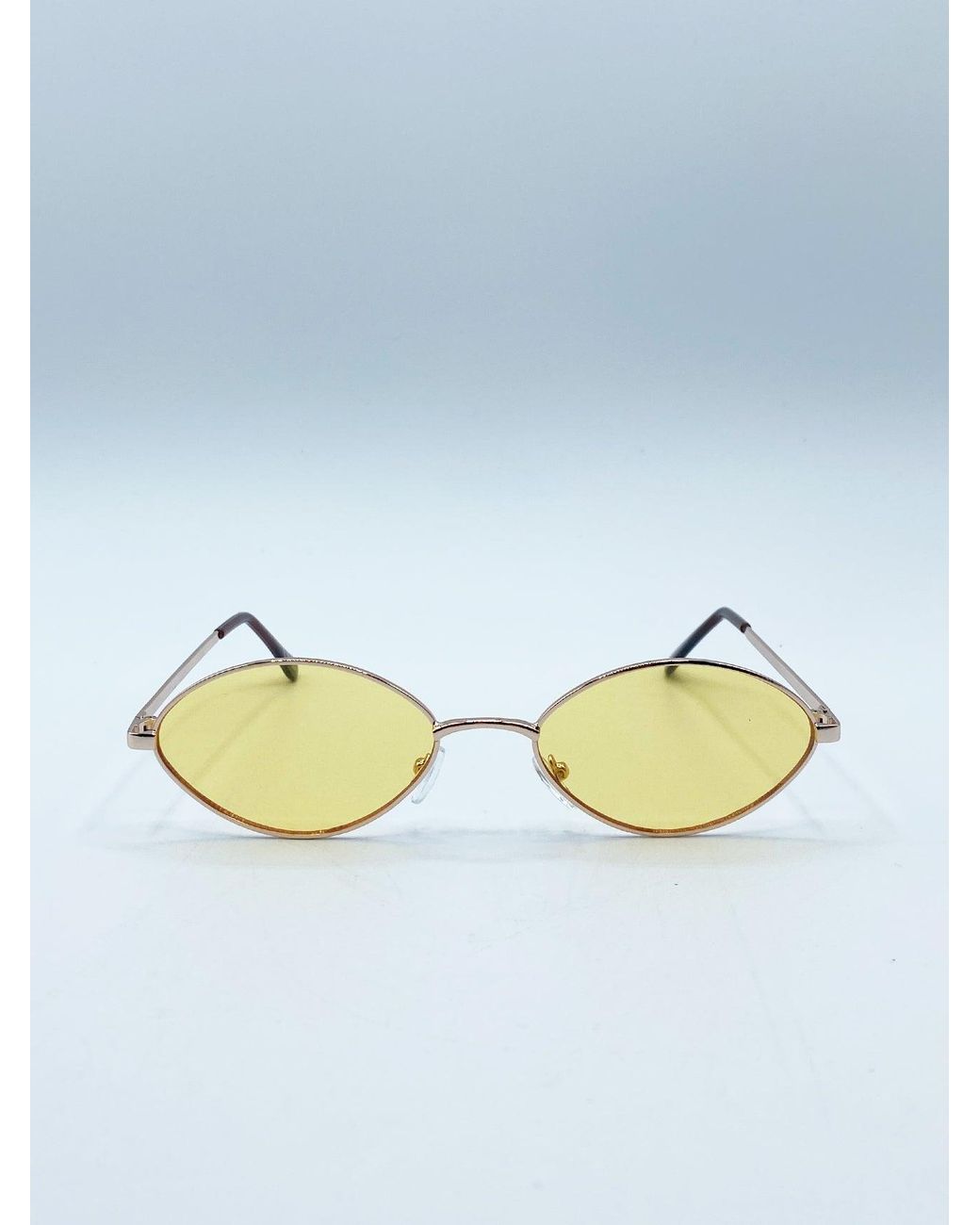 SVNX Blue Metal Oval Frame Sunglasses With Lenses