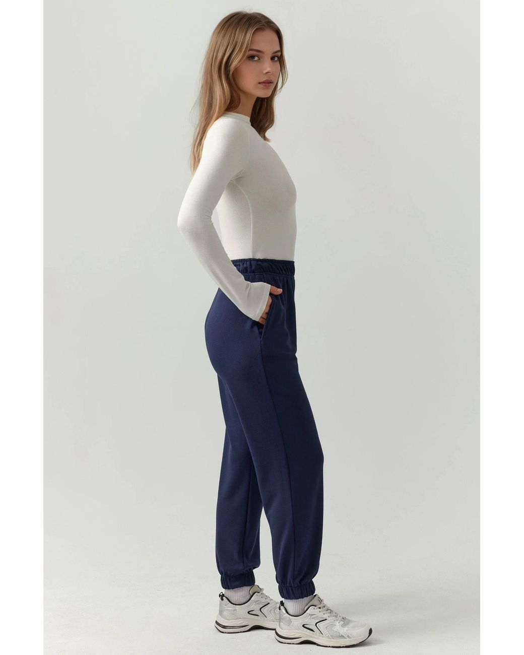 Hiccup Blue Elastic Waist Modal Touch Jogger Pants