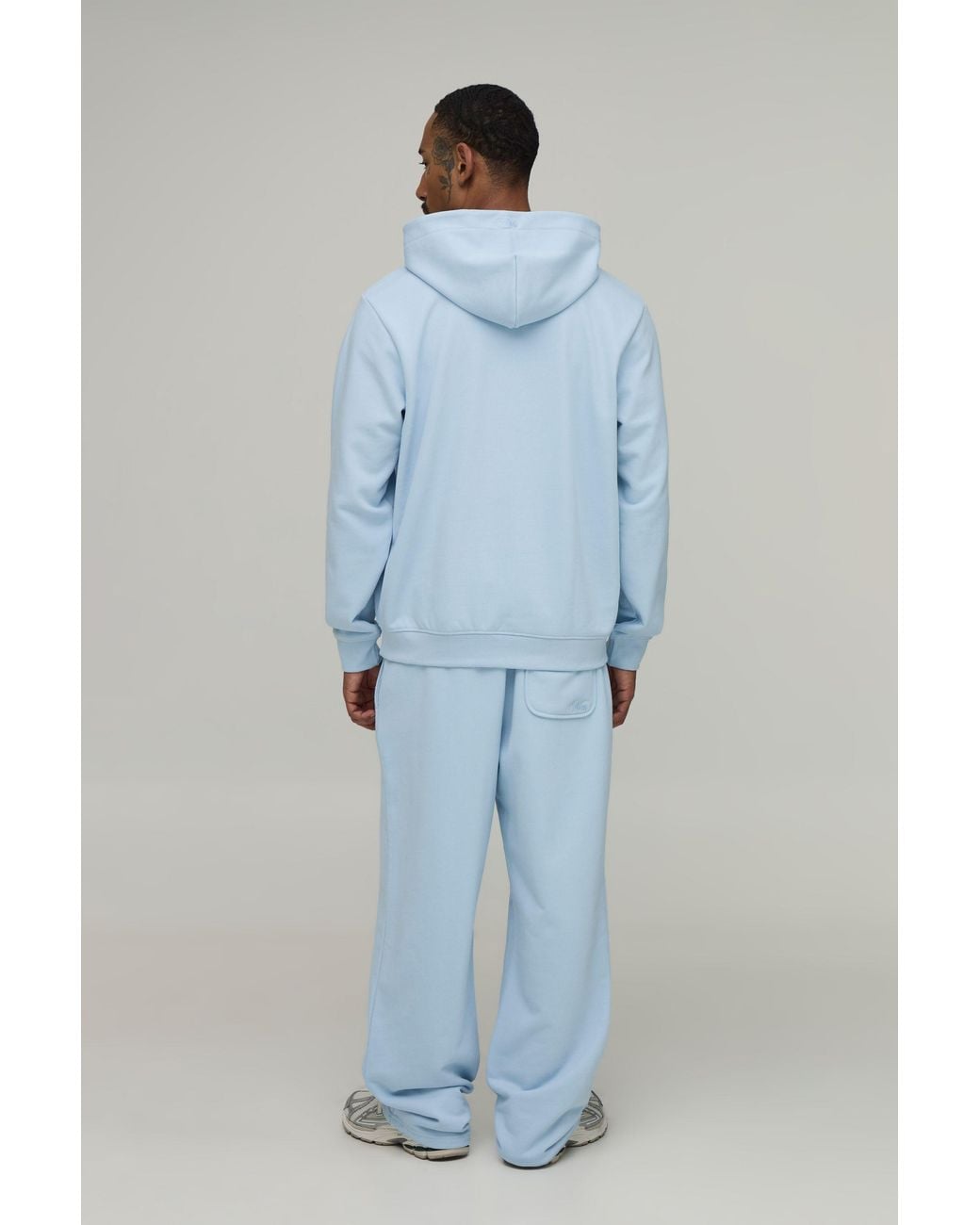 BoohooMAN Blue Regular Fit Premium 480Gsm Over The Head Hoodie for men
