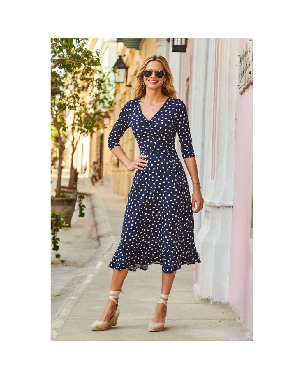 Blue dress sales with white spots