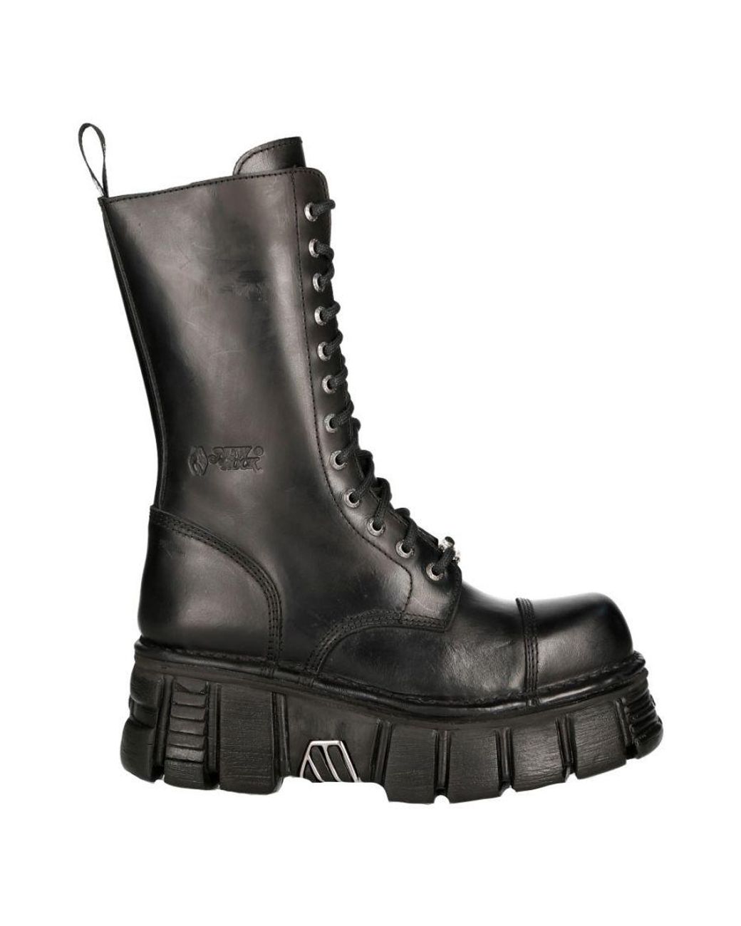 New Rock Black Metallic Techno Biker Boots- M-Mili211C-C1