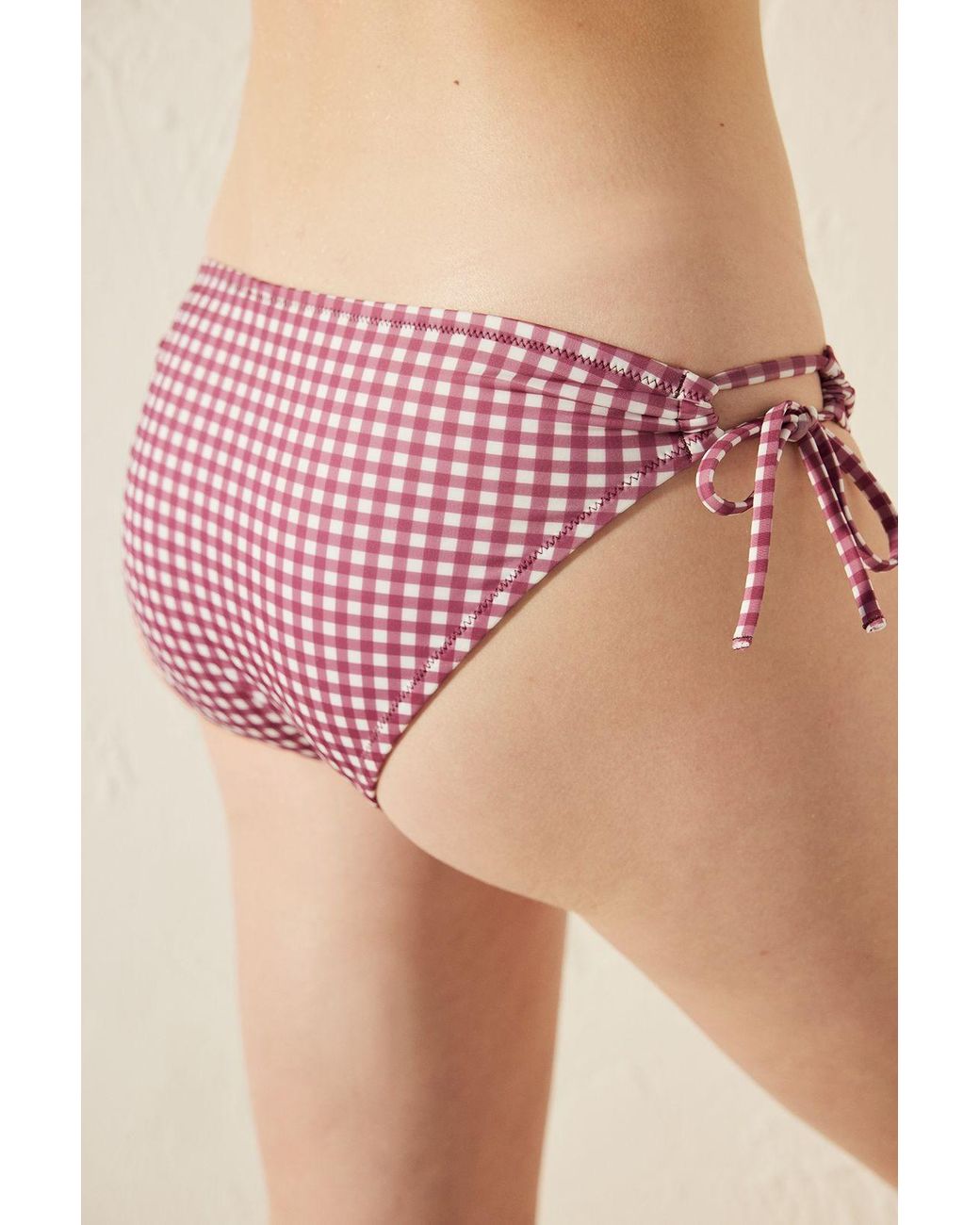 Penti Pink Low-Waist Gingham Hipster Bikini Bottoms