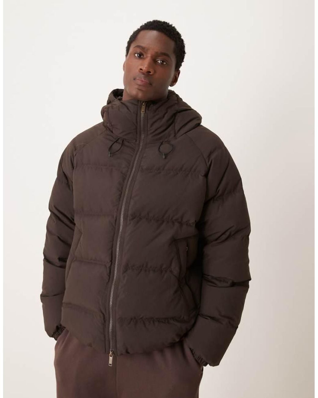 SELECTED Brown Down Puffer Jacket for men