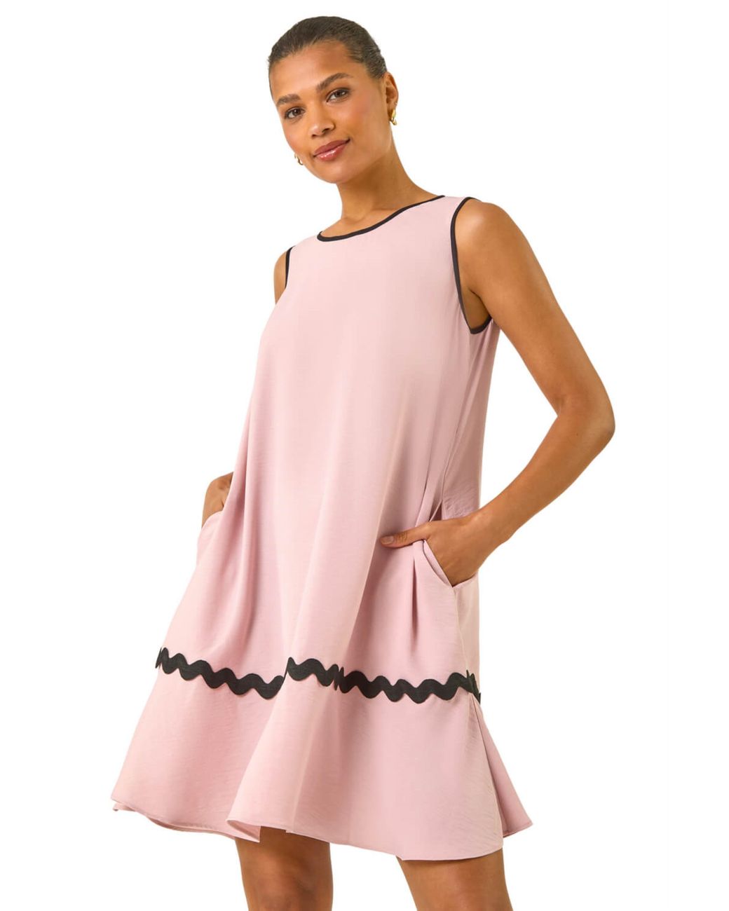 Roman Pink Ric Rac Trim Swing Dress