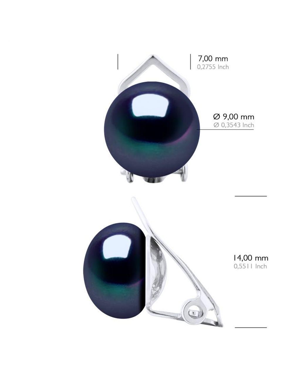 Ateliers Saint Germain Blue Earrings Real Cultured Freshwater Pearls Button 9-10 Mm