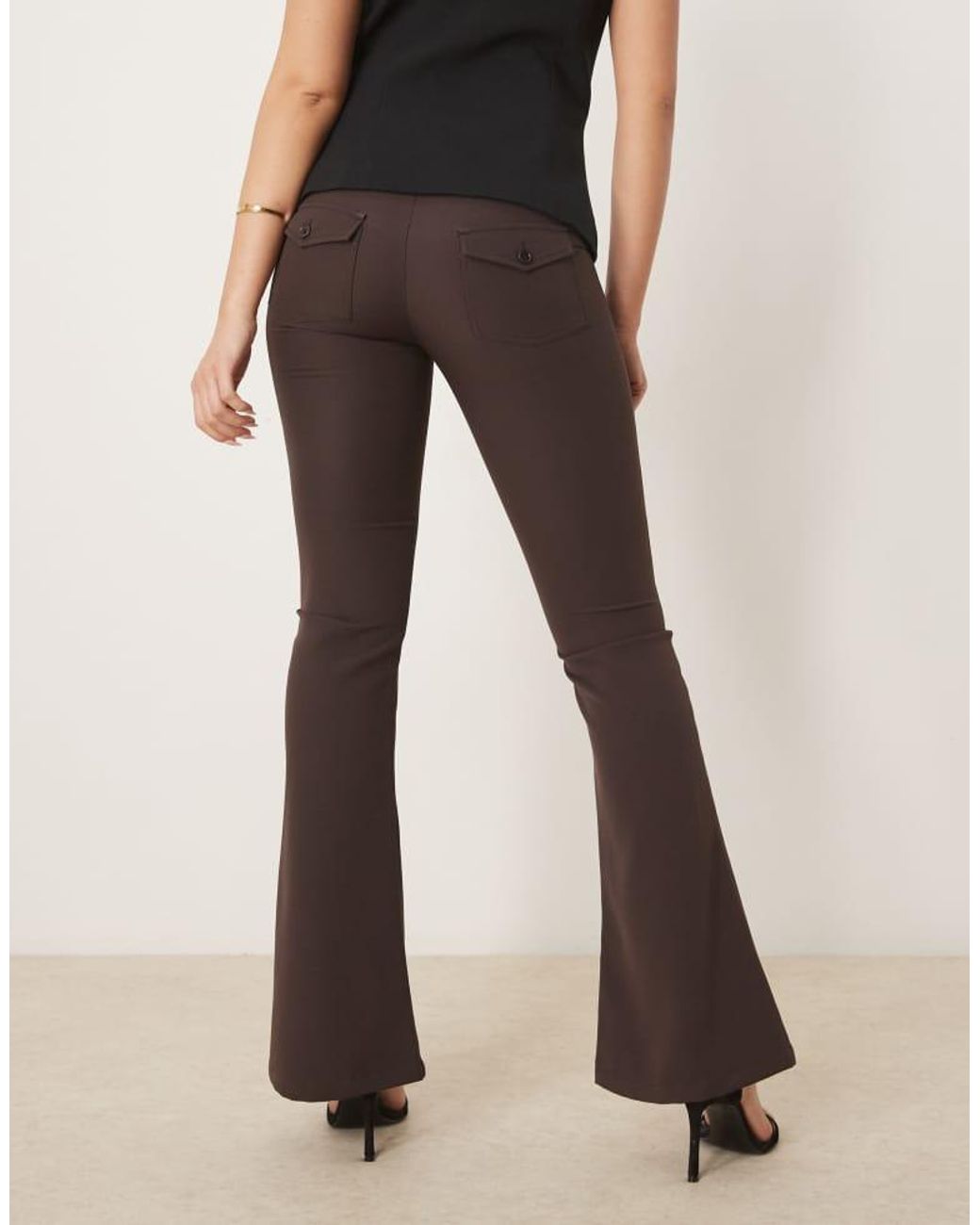Gina Tricot Brown Low Rise Flare Leg Stretch Trousers