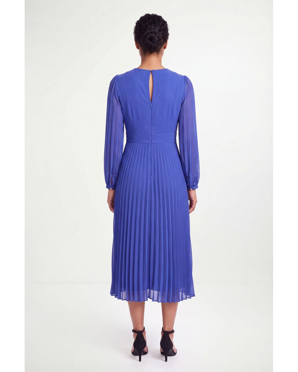 Wallis Blue Petite Pleated Buckle Midi Dress