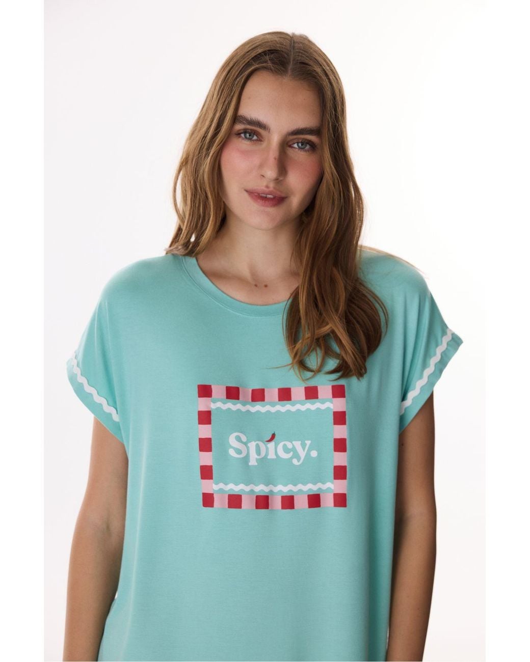 Penti Blue Hailey Slogan Printed Short Sleeve Nightdress