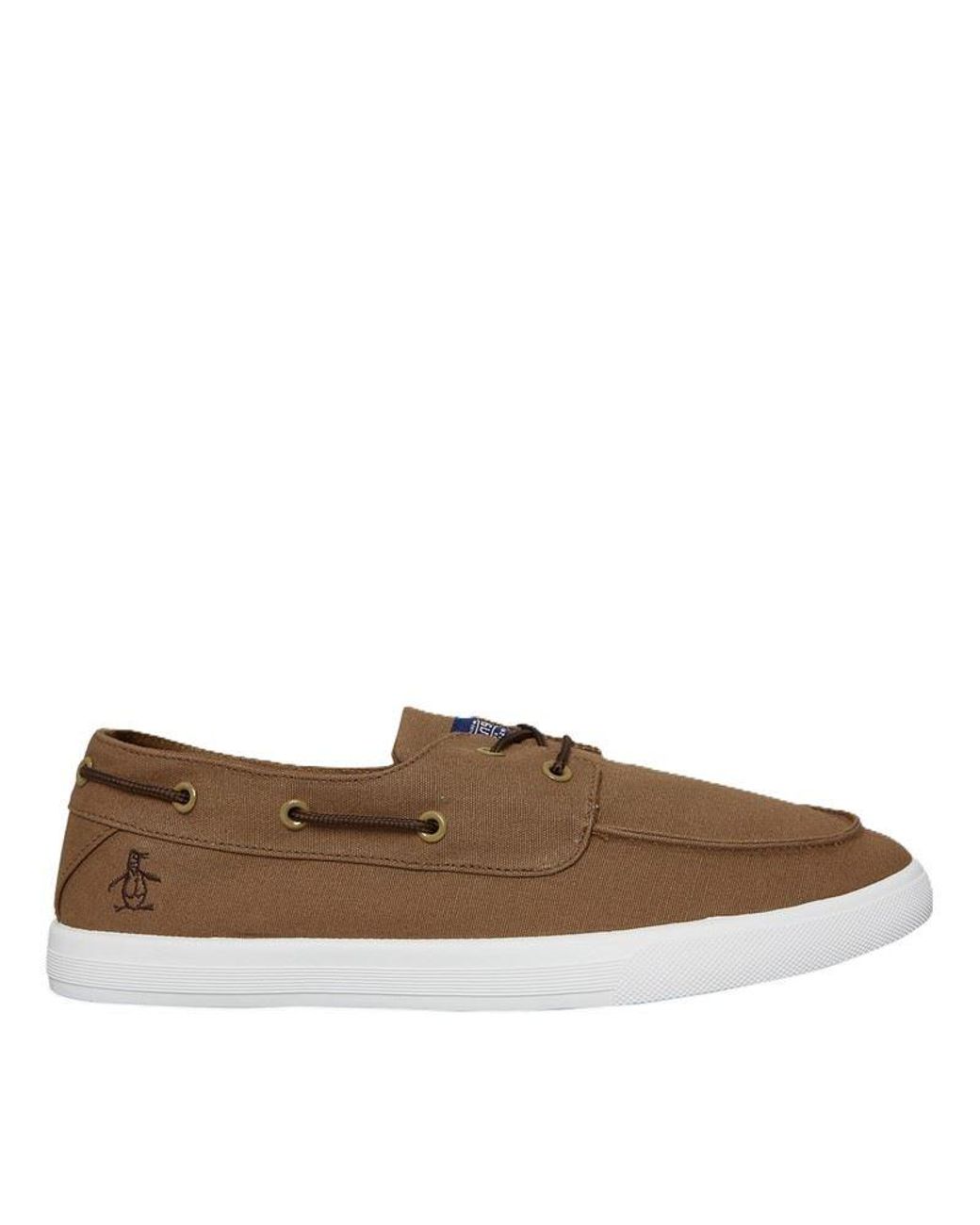 Original Penguin Brown Sailor Canvas Tan Lace-Up Shoes for men