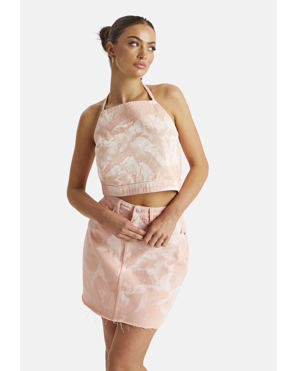Urban Bliss Pink Tie Dye Halterneck Top