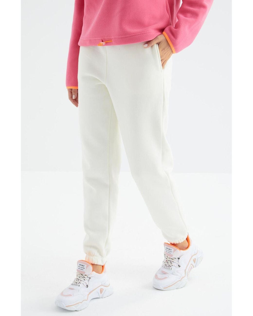 TOMMY LIFE Red High-Waist Fleece Jogger Sweatpants