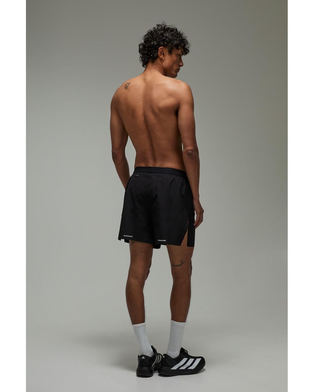 BoohooMAN Black Common Pace Running Race Day 5Inch Split Short With Inner Brief for men