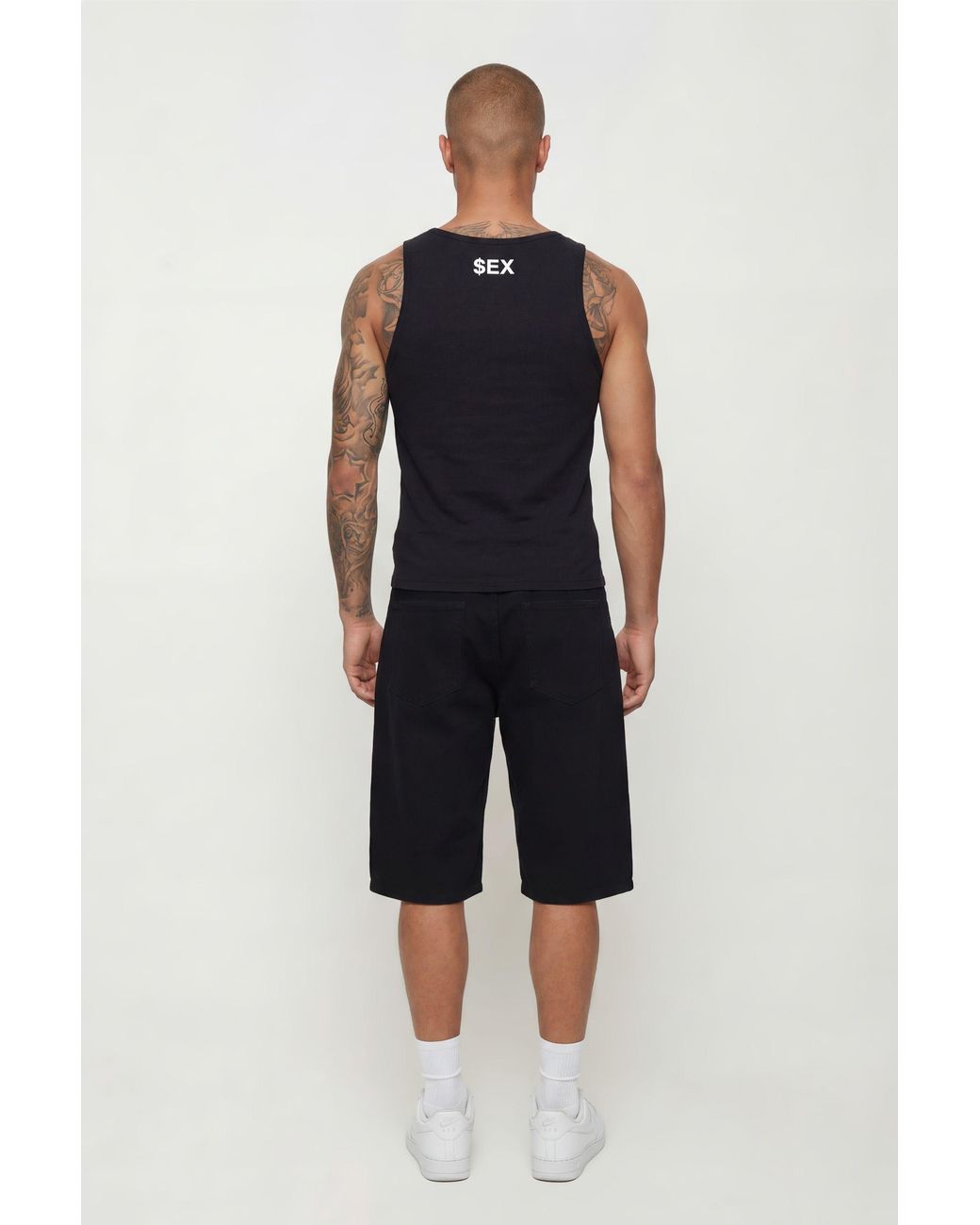 BoohooMAN Blue Shrunken Boxy Sex Slogan Tank for men