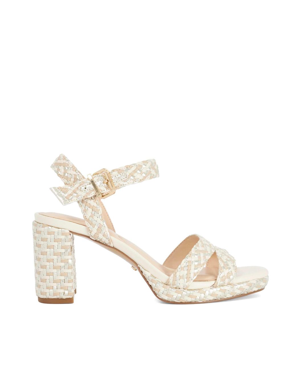 Dune Natural Manifesting Block Heel Sandals