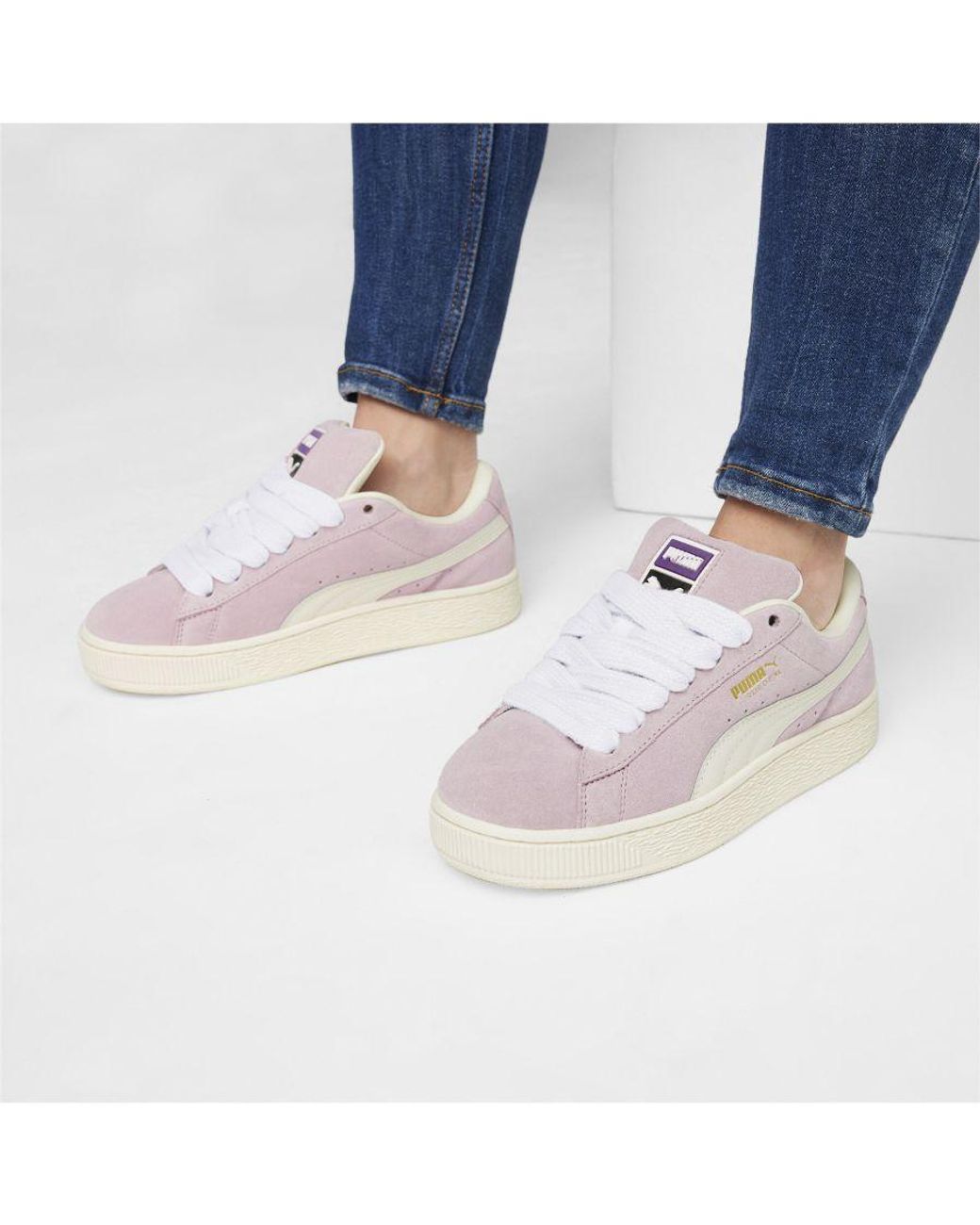 PUMA White Suede XL Sneakers Mesh Uppers