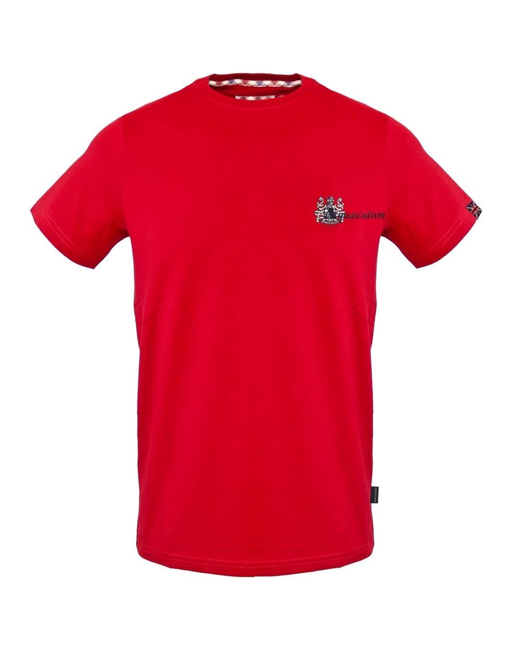 Aquascutum Red Small Aldis Chest Logo T-Shirt Cotton for men