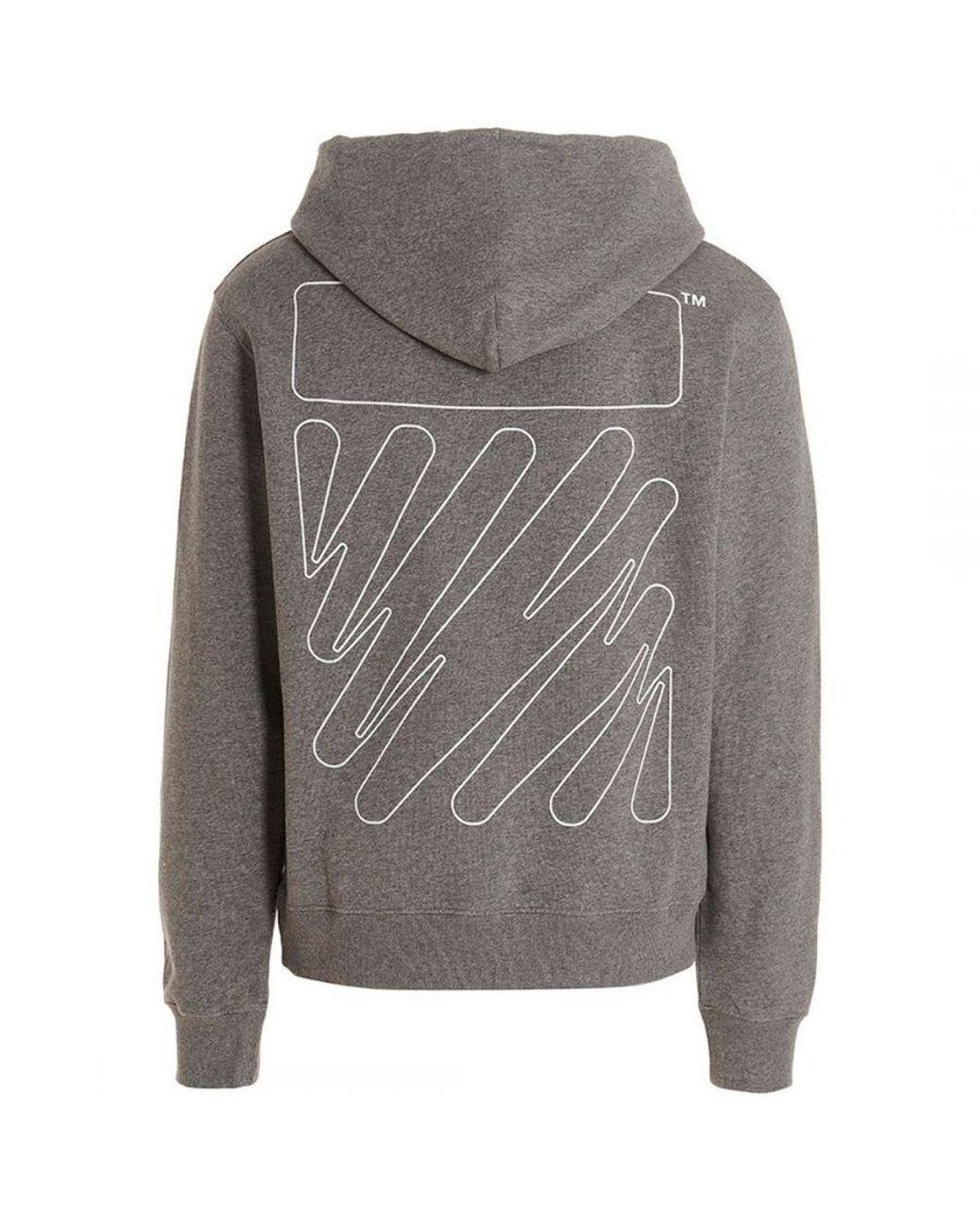 Off-White c/o Virgil Abloh Gray Wave Outline Diag Design Slim Hoodie for men