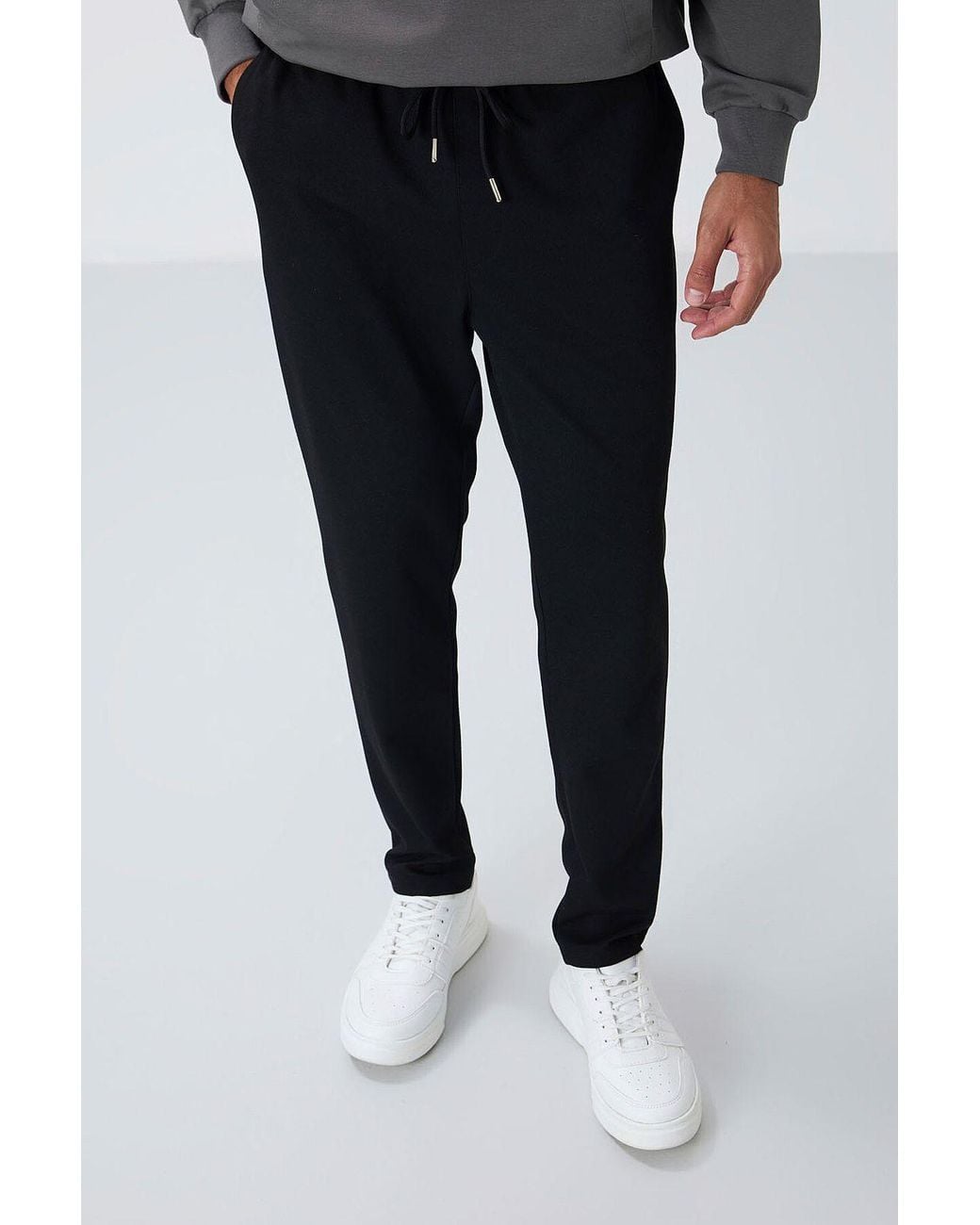 TOMMY LIFE Black Cotton- Sweatpants for men
