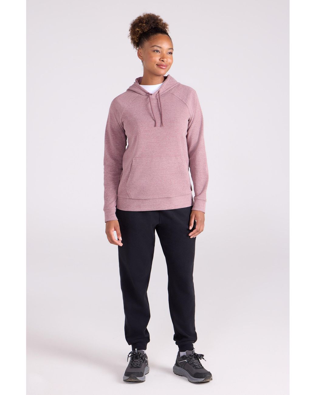 Mountain Warehouse Pink 'Strath' Melange Hoodie With Kangaroo Pocket Adjustable Hood Pullover