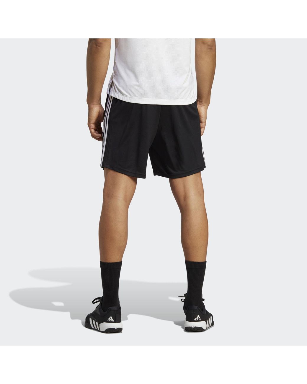 Adidas Originals Black Train Essentials Piqué 3-Stripes Training Shorts for men