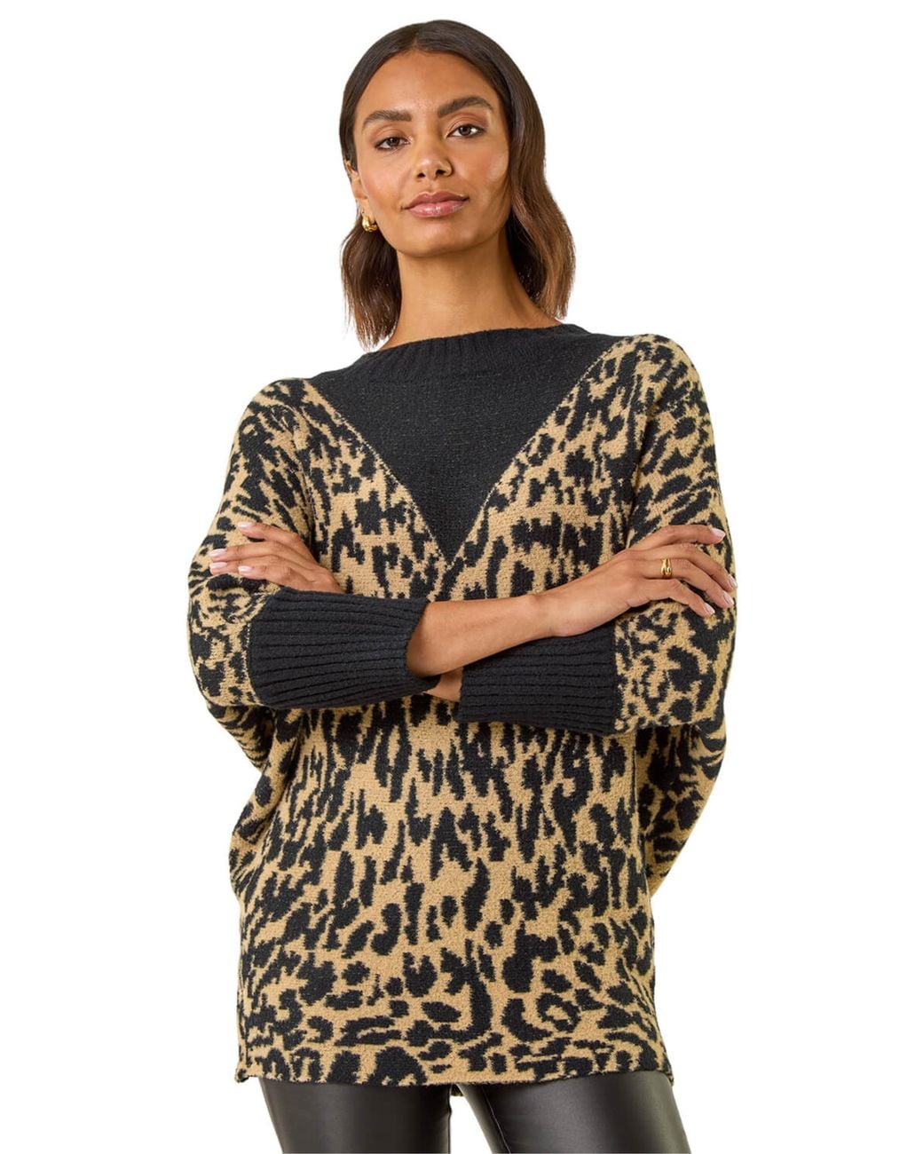 Roman Black Animal Print Knit Jumper