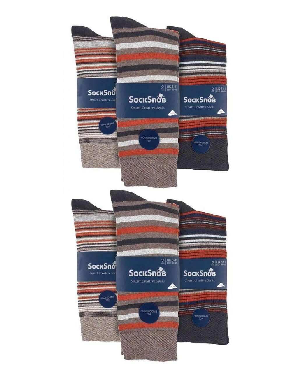 Sock Snob Multicolor 12 Pair Multipack Cotton Colourful Striped Dress Socks for men