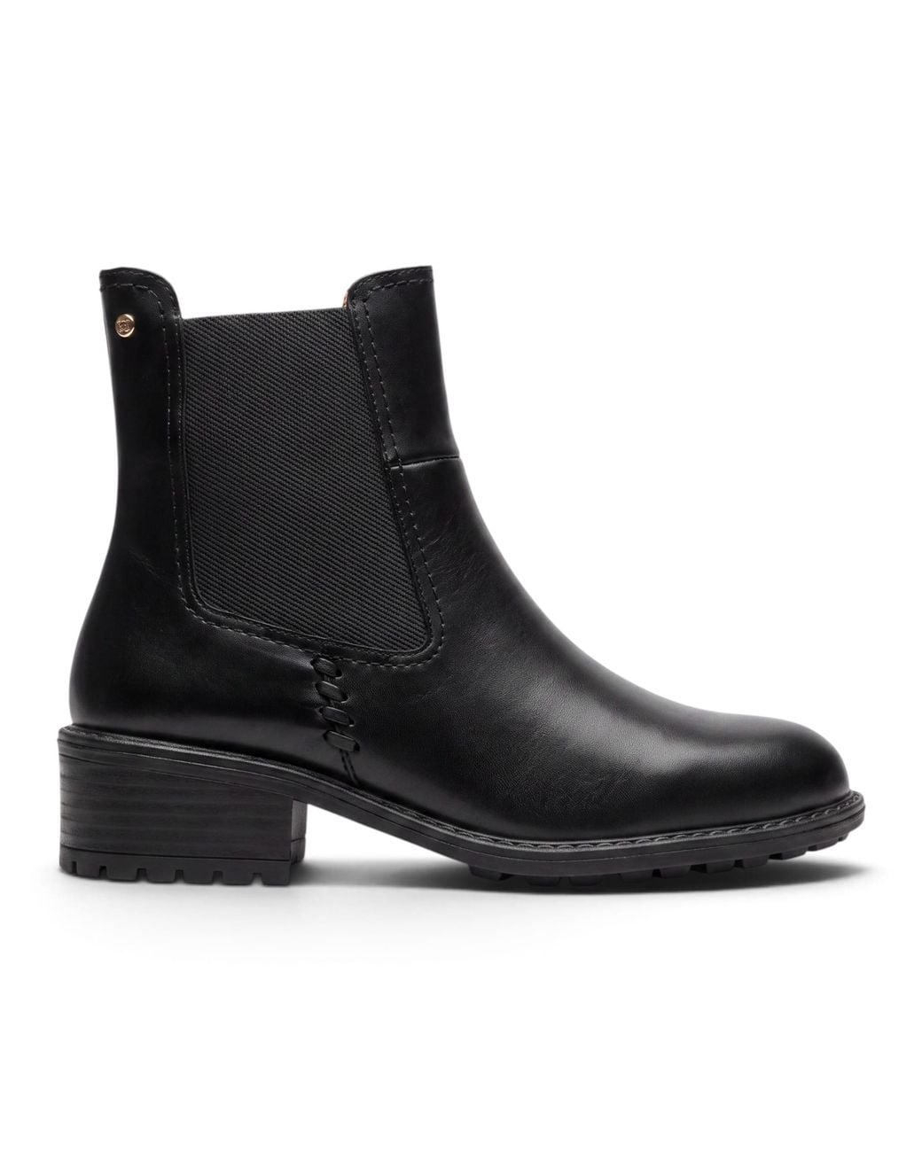 Pikolinos Black Leather Chelsea Heeled Ankle Boots
