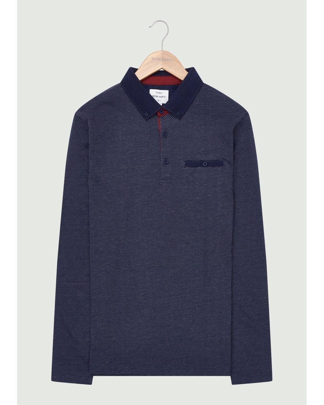 Peter Werth Blue Elliston Ls Polo Shirt for men