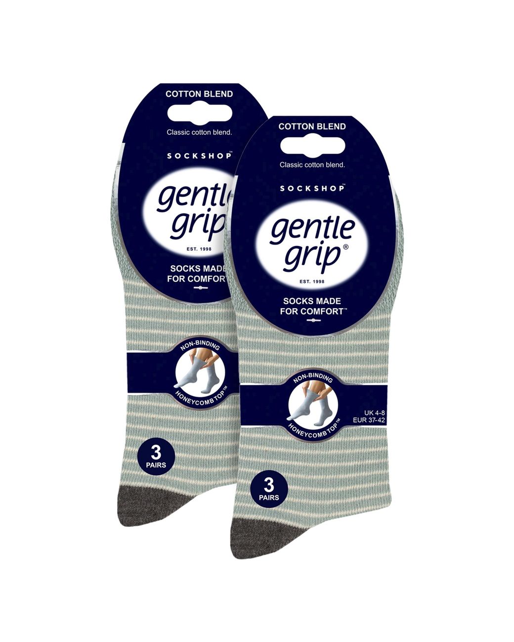 Gentle Grip Gray 6 Pairs Ladies Cotton Socks