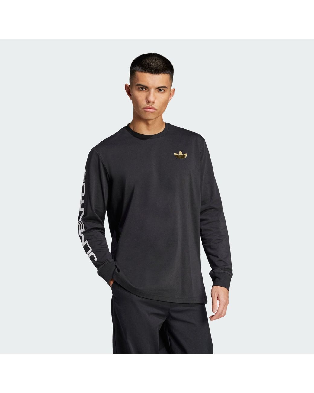 Adidas Originals Black Juventus Long Sleeve Graphic Tee for men