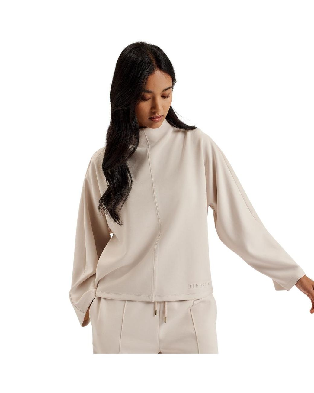 Ted Baker Natural Kenseyy Cupro Funnel Neck Sweat Jumper