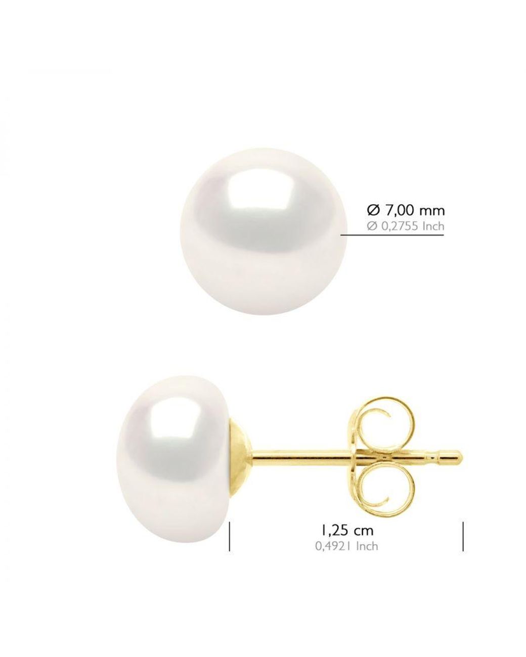 Ateliers Saint Germain White Earrings Real Cultured Freshwater Pearls Button 7-8 Mm
